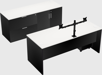 Parallel desk with credenza