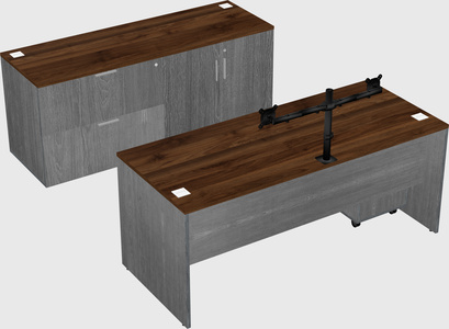 Parallel desk with credenza