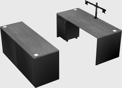 Parallel desk with credenza