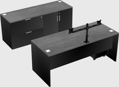 Parallel desk with credenza