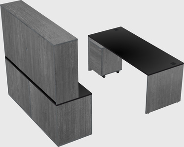 Parallel desk with credenza