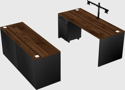 Parallel desk with credenza
