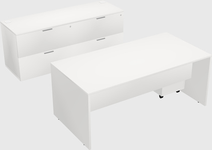 Parallel desk with credenza