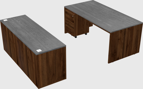 Parallel desk with credenza