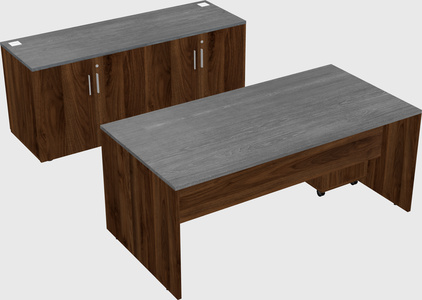 Parallel desk with credenza
