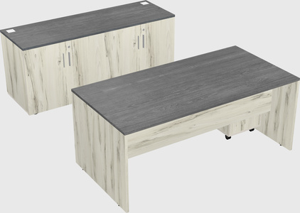 Parallel desk with credenza