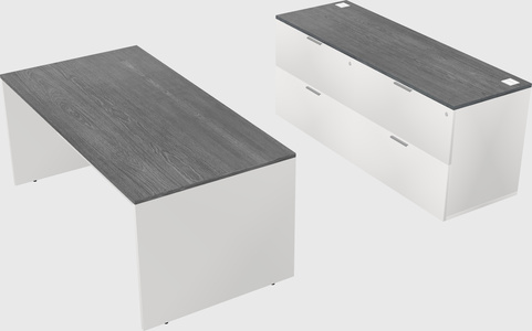 Parallel desk with credenza