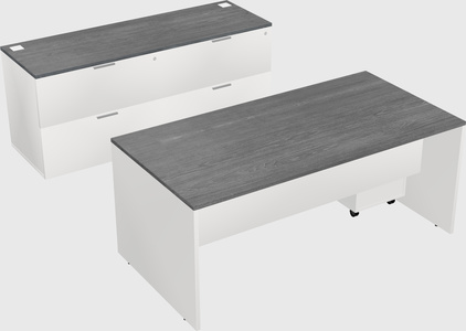 Parallel desk with credenza