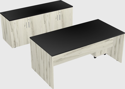 Parallel desk with credenza