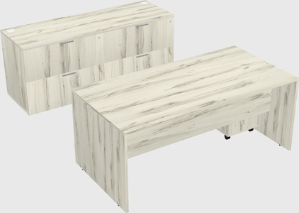Parallel desk with credenza