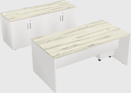 Parallel desk with credenza
