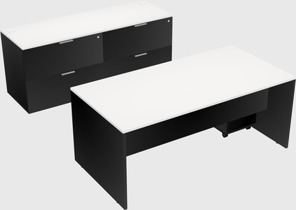 Parallel desk with credenza