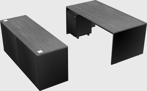 Parallel desk with credenza