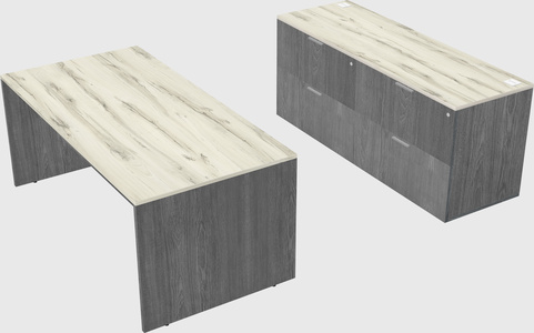 Parallel desk with credenza