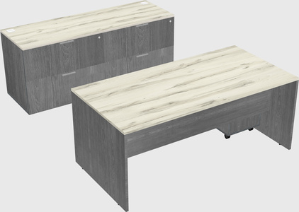Parallel desk with credenza