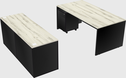 Parallel desk with credenza