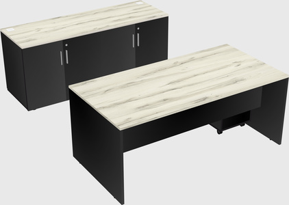Parallel desk with credenza