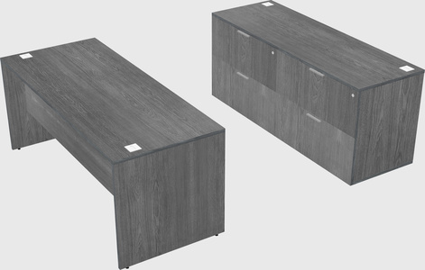 Parallel desk with credenza