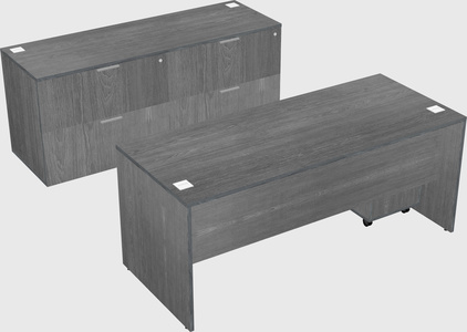 Parallel desk with credenza