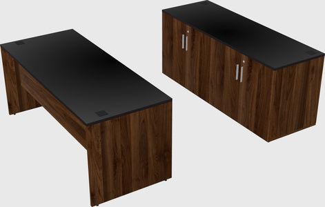 Parallel desk with credenza