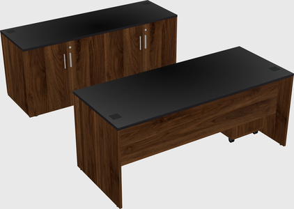 Parallel desk with credenza