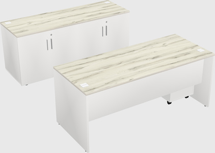 Parallel desk with credenza