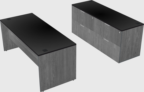 Parallel desk with credenza