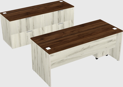 Parallel desk with credenza