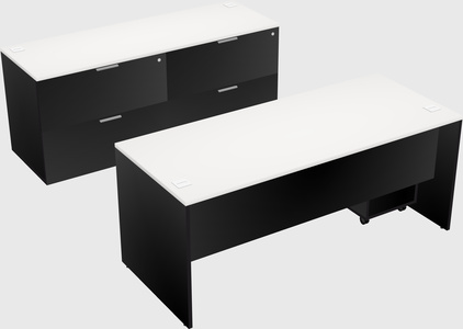 Parallel desk with credenza