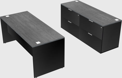 Parallel desk with credenza