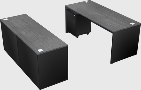 Parallel desk with credenza