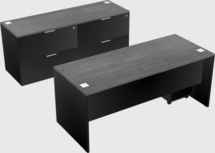 Parallel desk with credenza