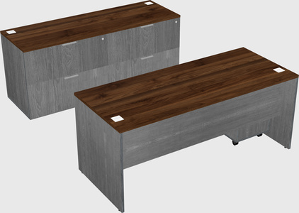 Parallel desk with credenza
