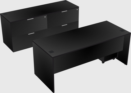 Parallel desk with credenza