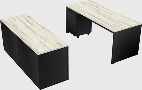Parallel desk with credenza