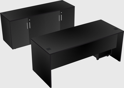 Parallel desk with credenza