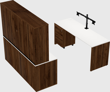 Parallel desk with credenza