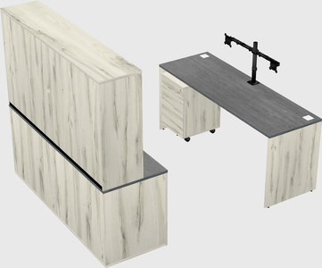 Parallel desk with credenza
