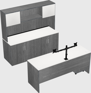 Parallel desk with credenza