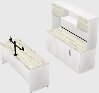 Parallel desk with credenza