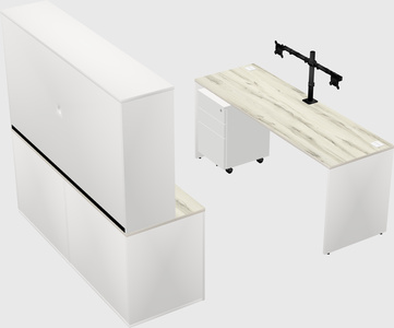 Parallel desk with credenza