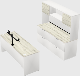 Parallel desk with credenza