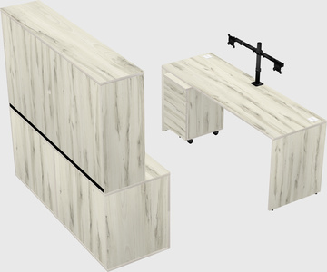 Parallel desk with credenza