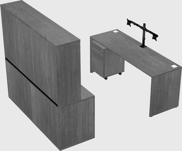 Parallel desk with credenza