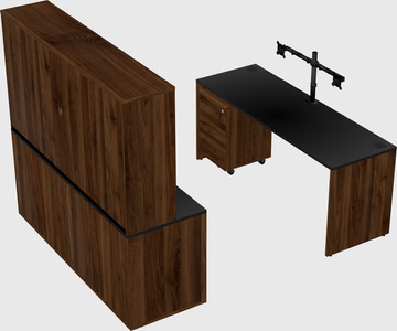 Parallel desk with credenza