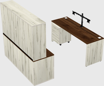 Parallel desk with credenza