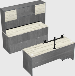 Parallel desk with credenza