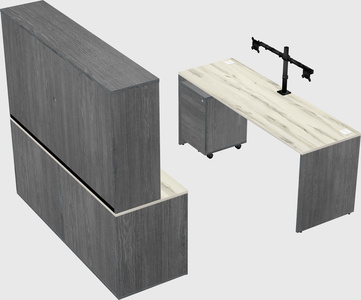 Parallel desk with credenza