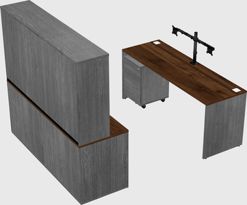 Parallel desk with credenza
