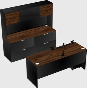 Parallel desk with credenza
